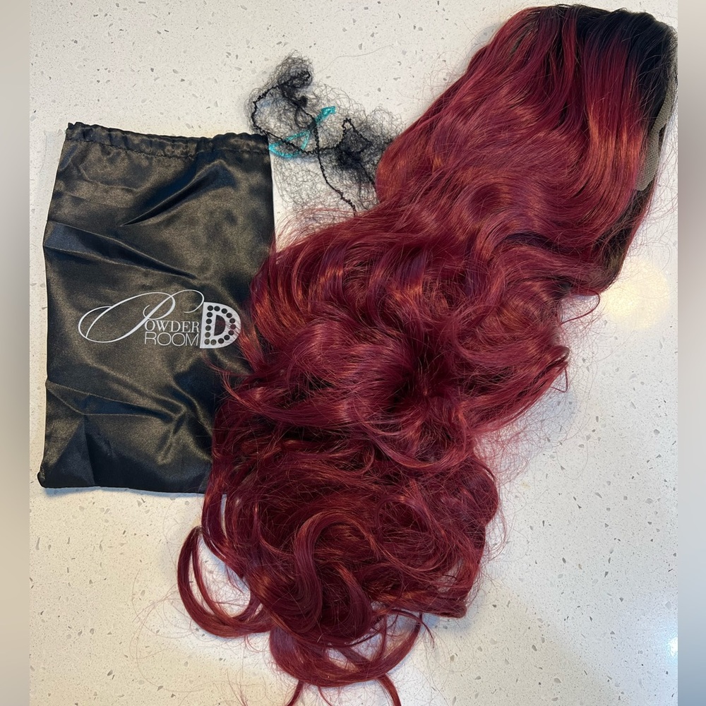 Authentic Powder Room D Red Wig Synthetic
